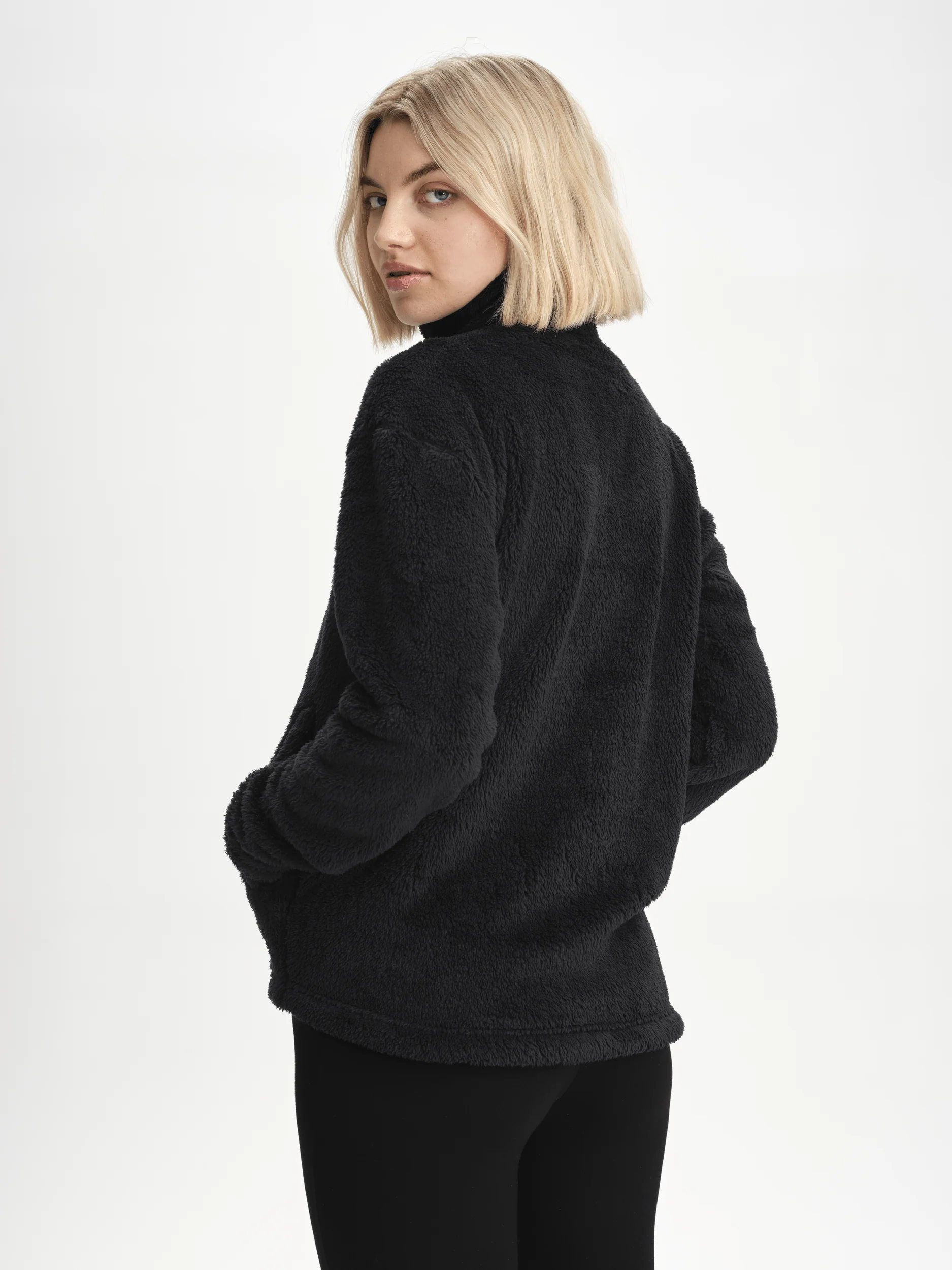 COZY PILE JACKET BLACK WOMEN - Image 3