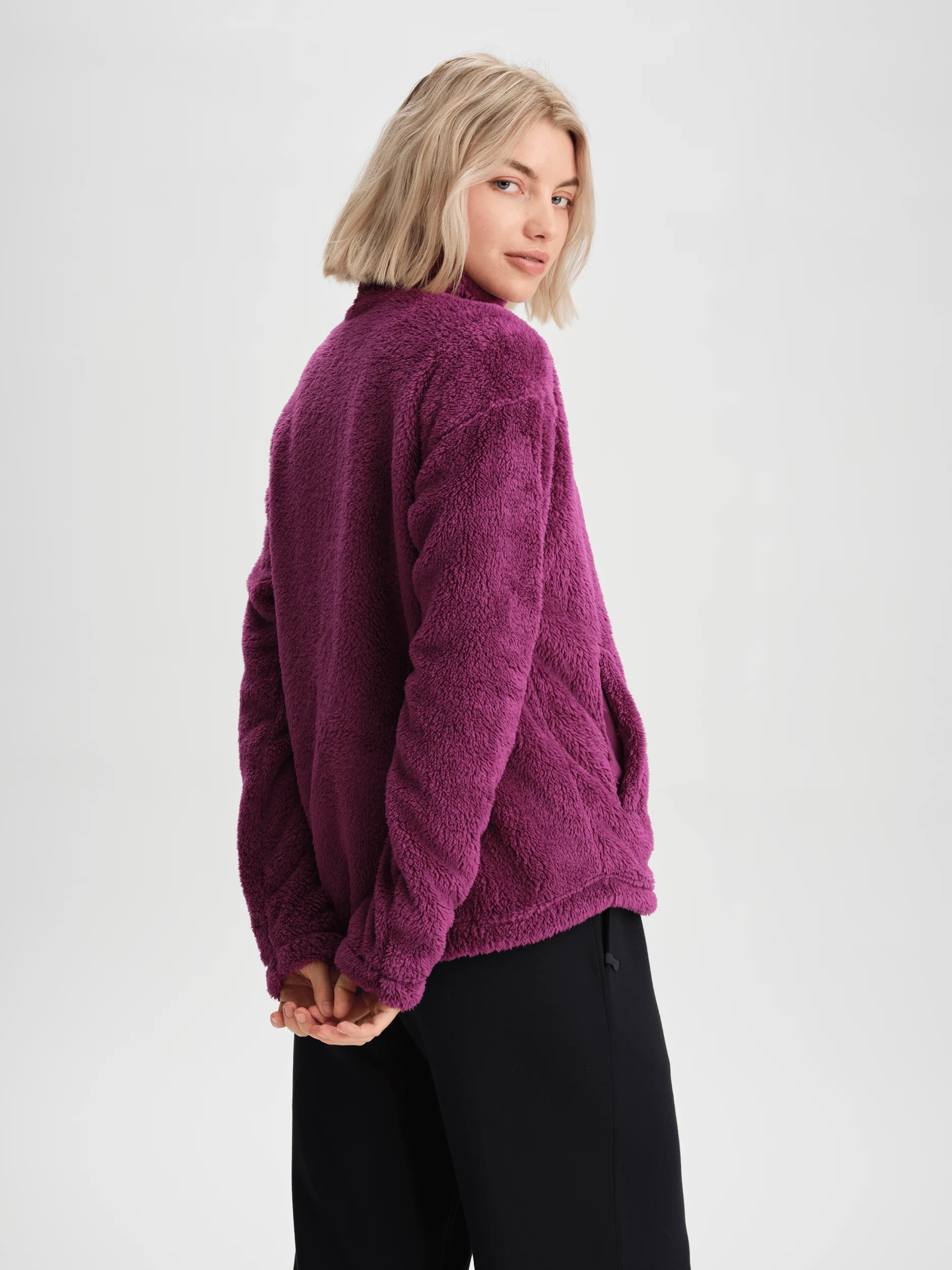 COZY PILE JACKET  DEEP MAGENTA - Image 4