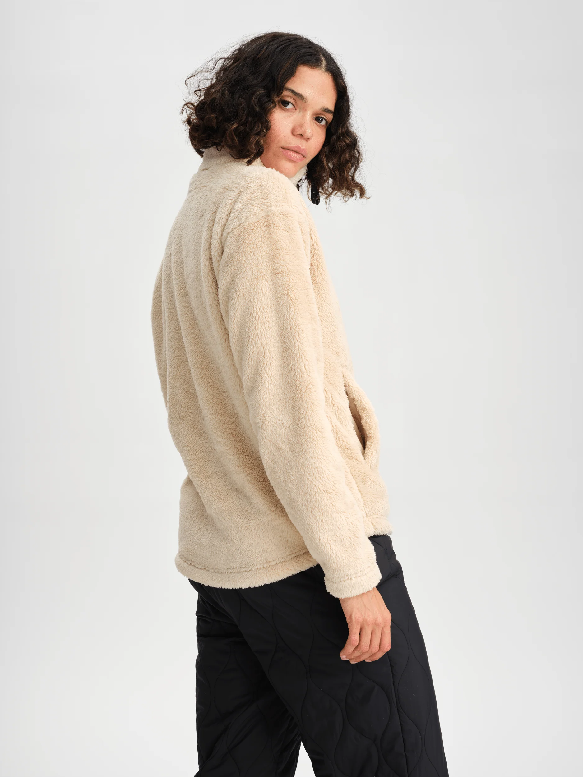 COZY PILE JACKET IVORY BEIGE WOMEN - Image 3