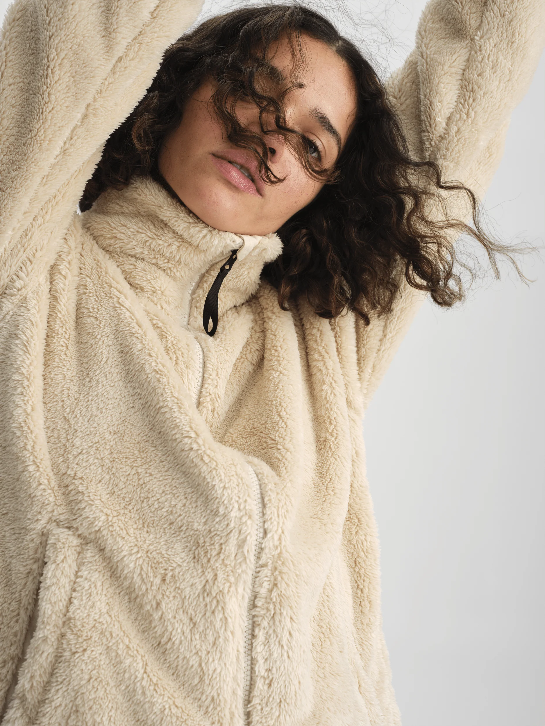 COZY PILE JACKET IVORY BEIGE WOMEN - Image 4