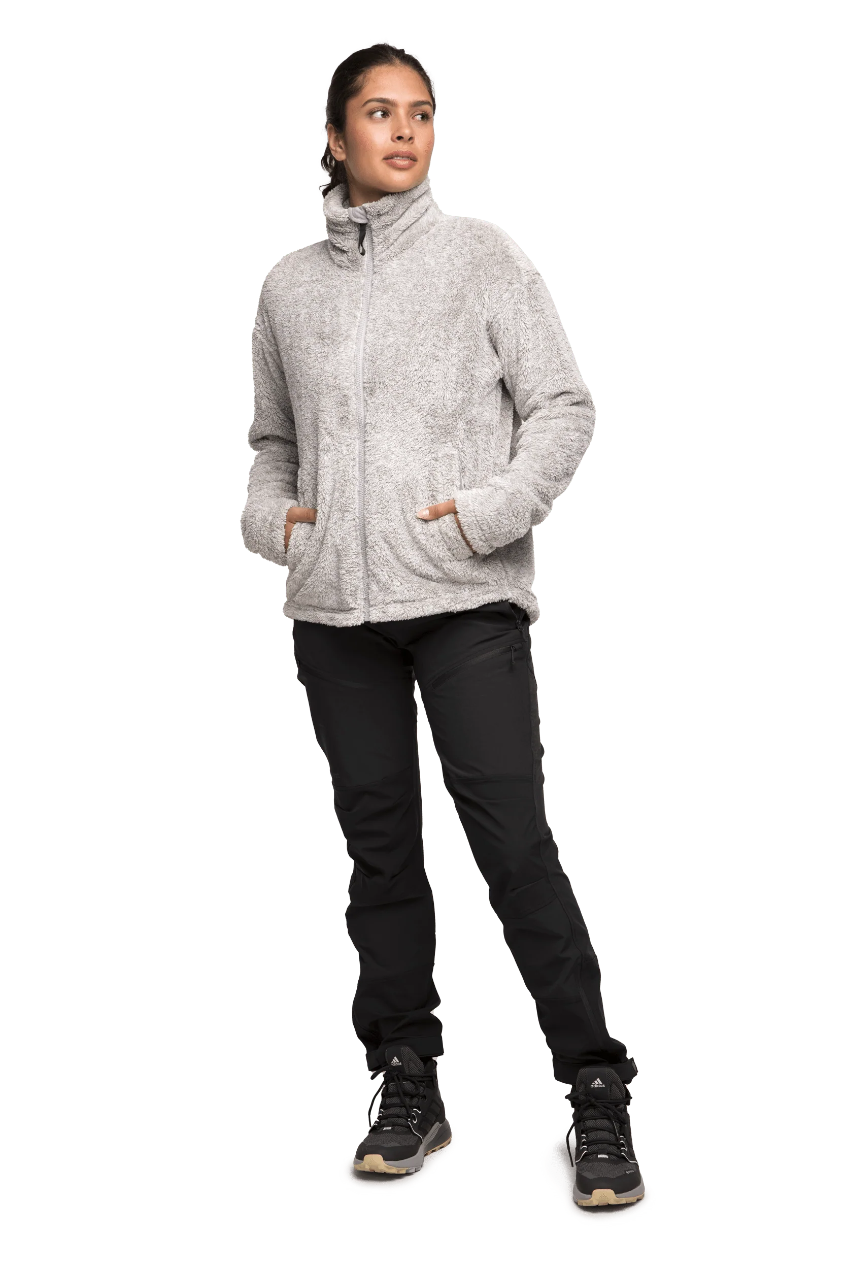 COZY PILE JACKET LIGHT GREY MELANGE WOMEN - Image 2