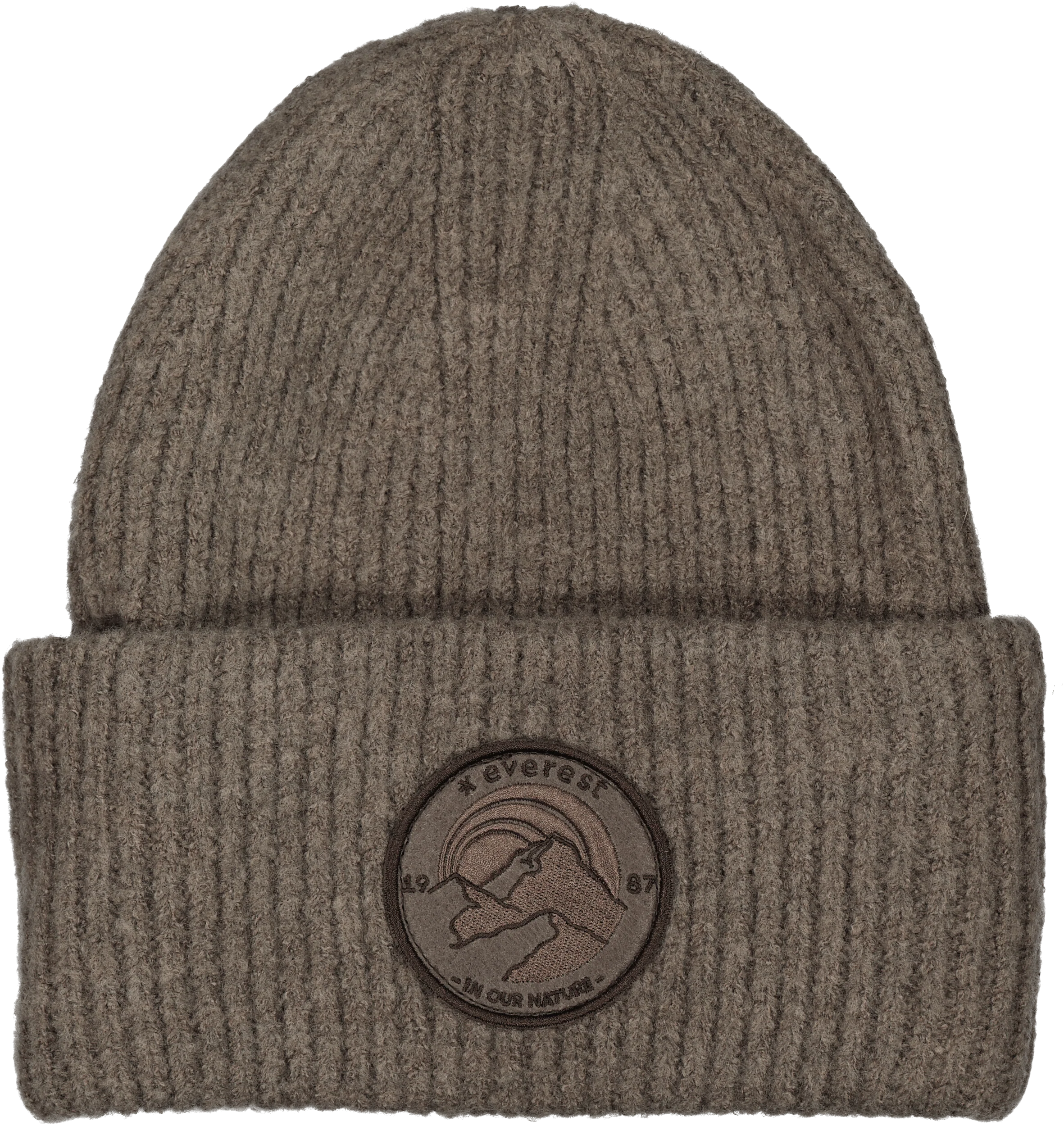 HEAVY KNIT BADGE BEANIE  ASH PURPLE - Image 3