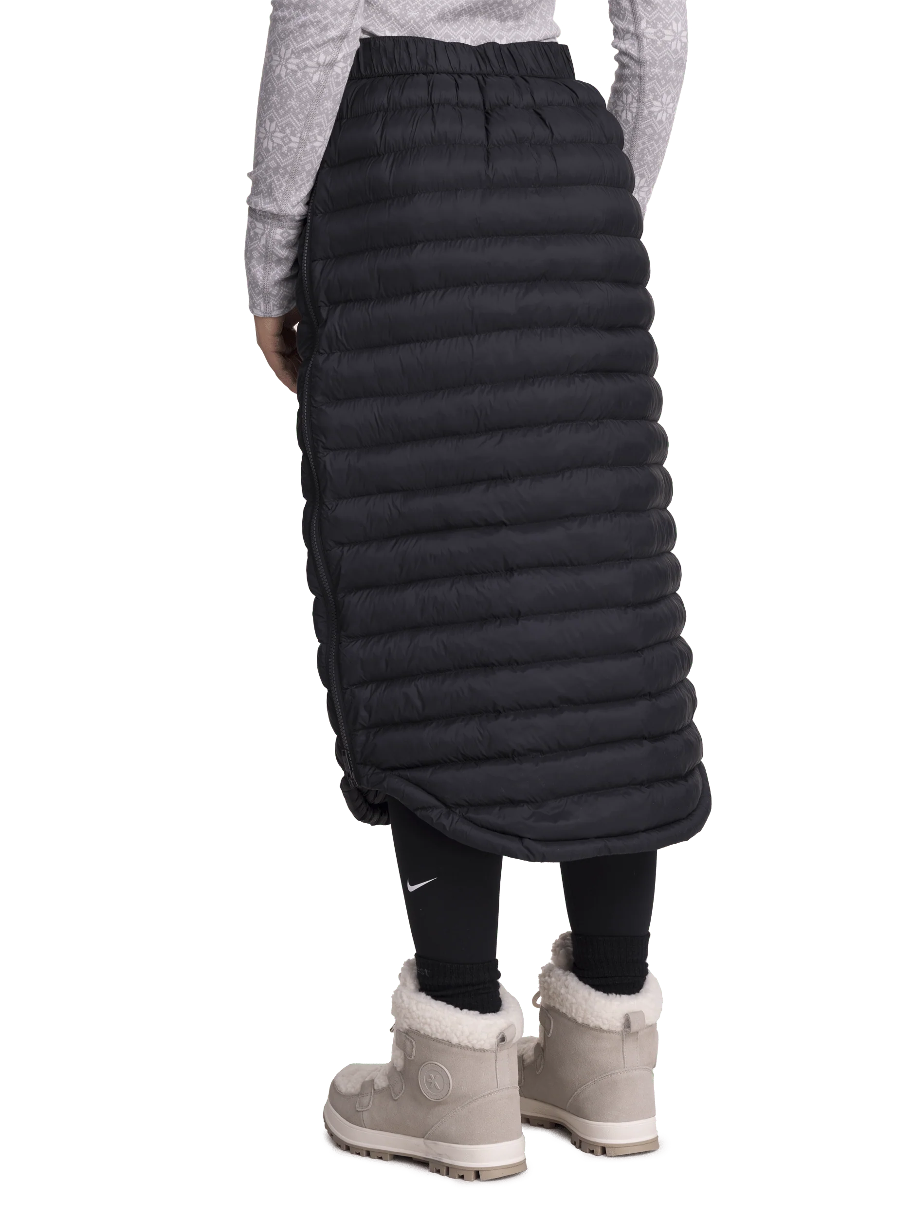 LONG QUILT SKIRT BLACK - Image 3