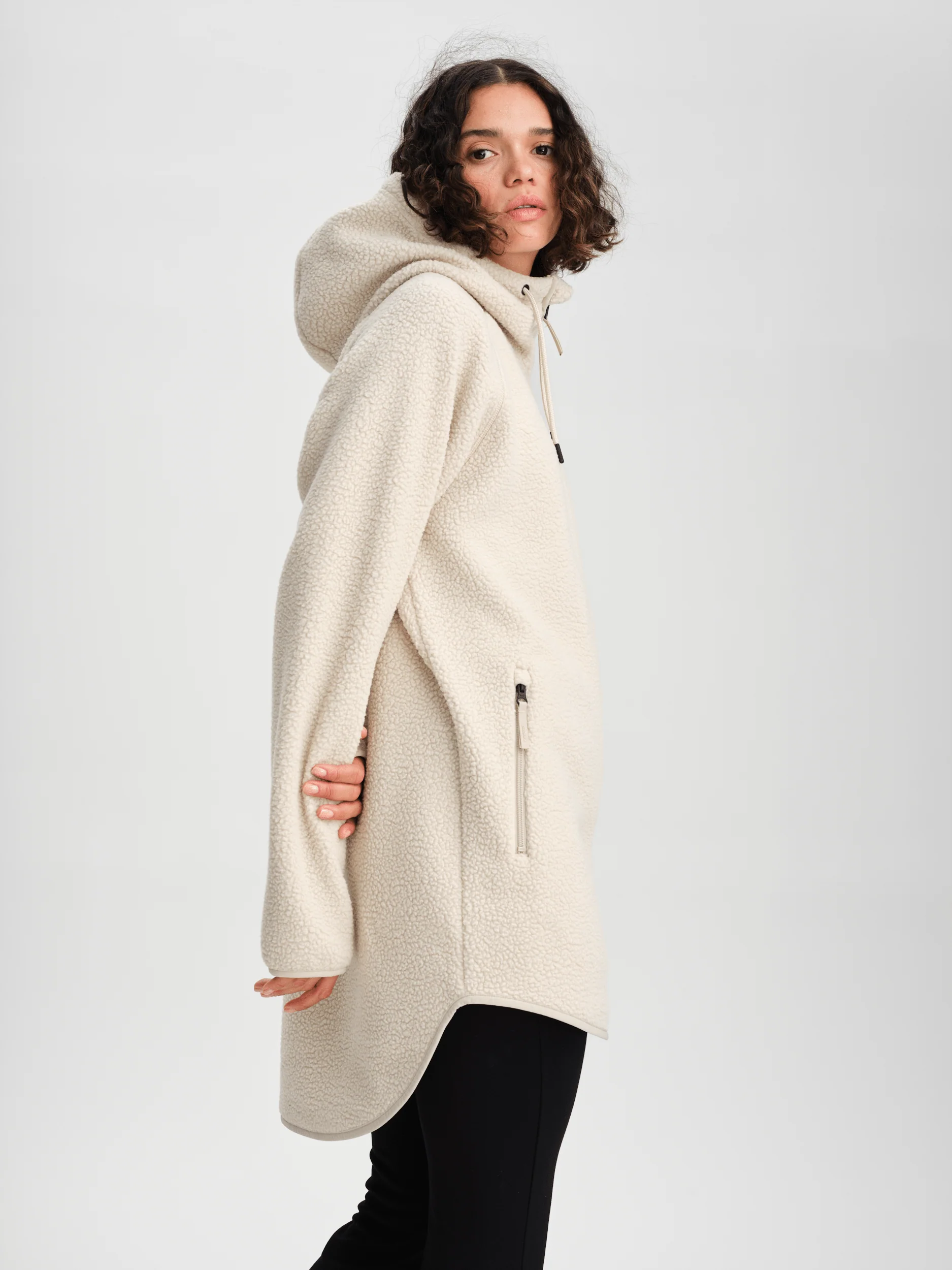 PILE LONG HOOD IVORY BEIGE - Image 6