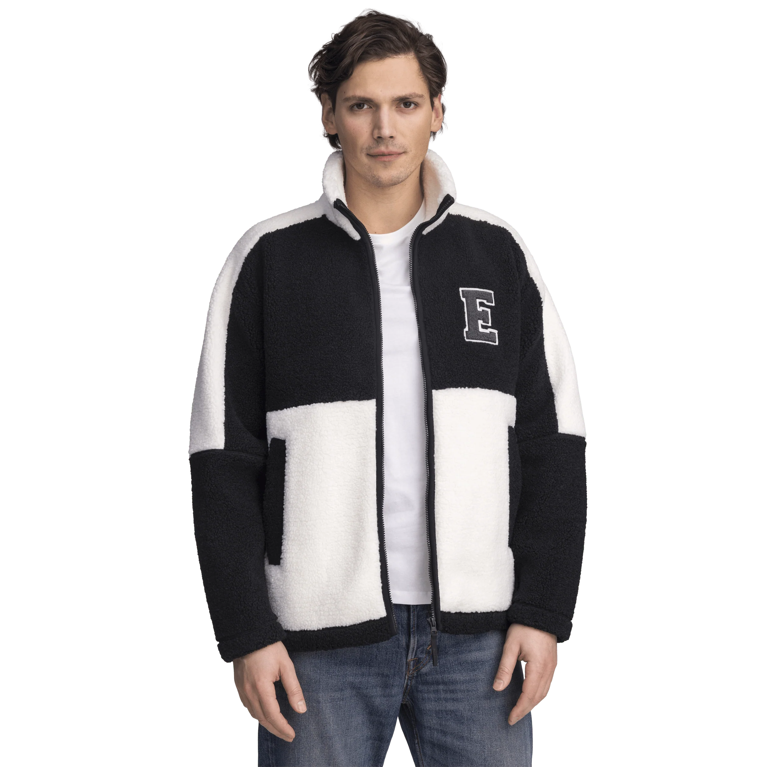 NEEL PILE JACKET - BLACK/OFFWHITE