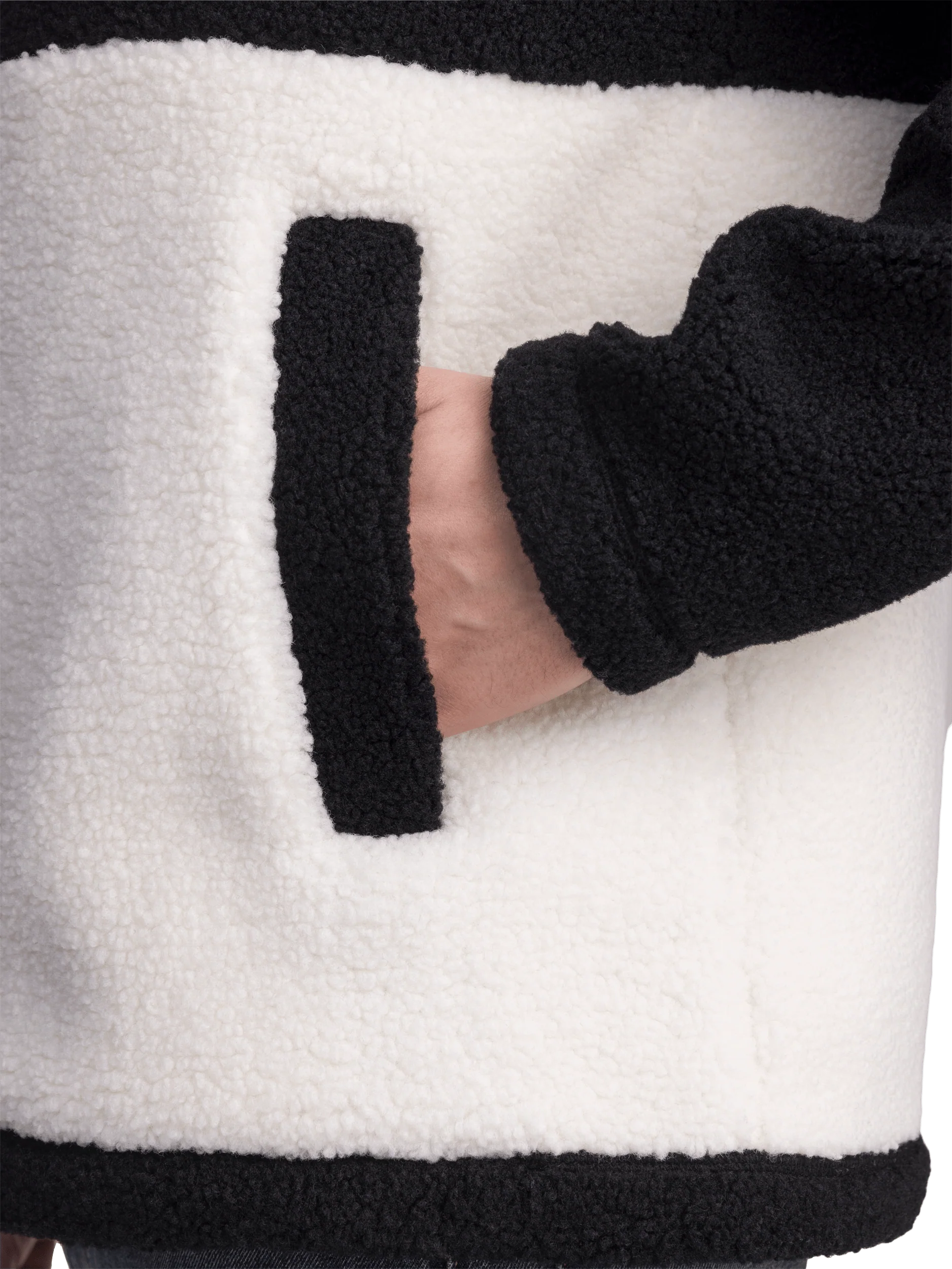 NEEL PILE JACKET - BLACK/OFFWHITE - Image 6