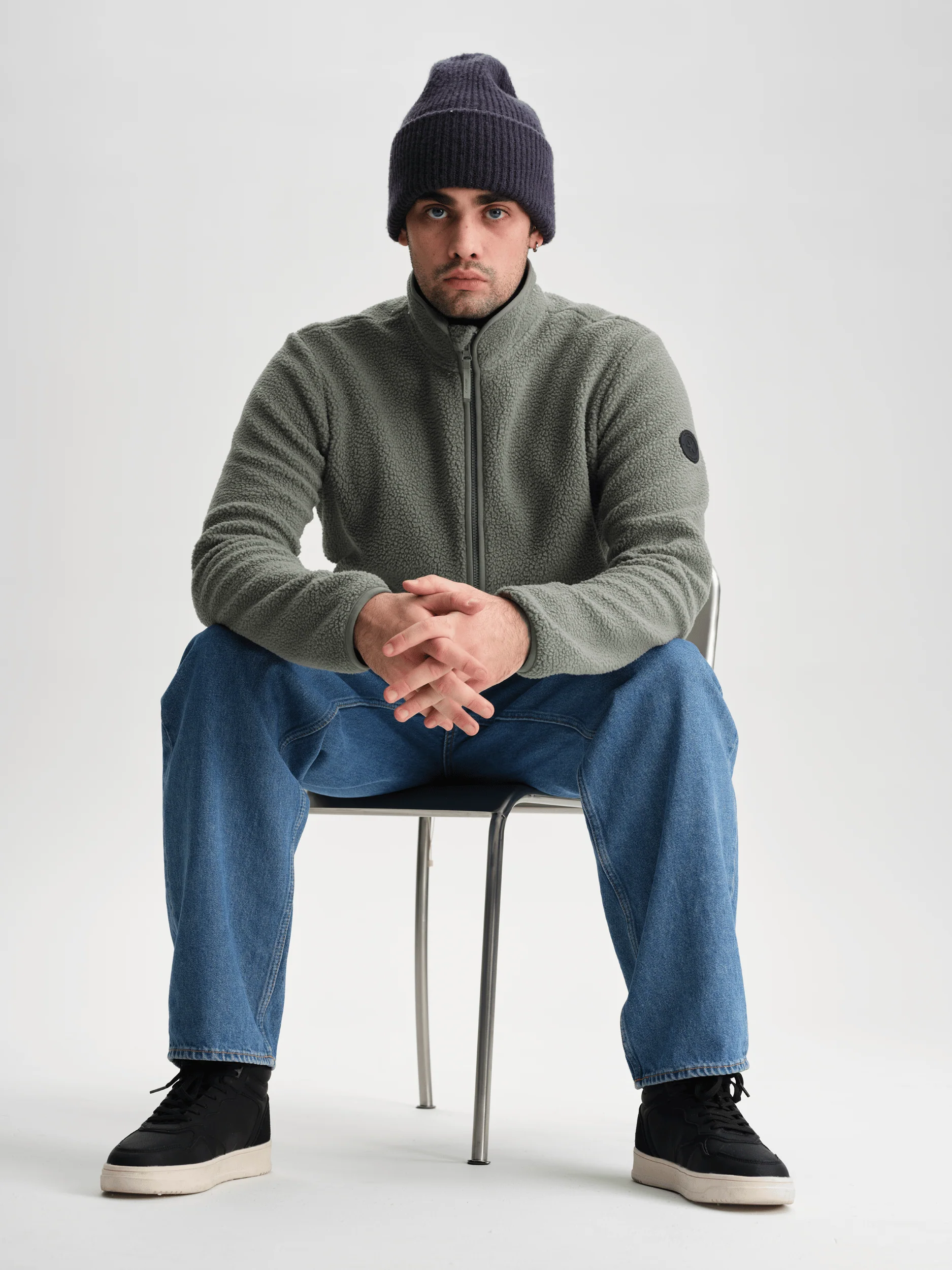 PILE ZIP SHIRT KHAKI GREY - Image 4