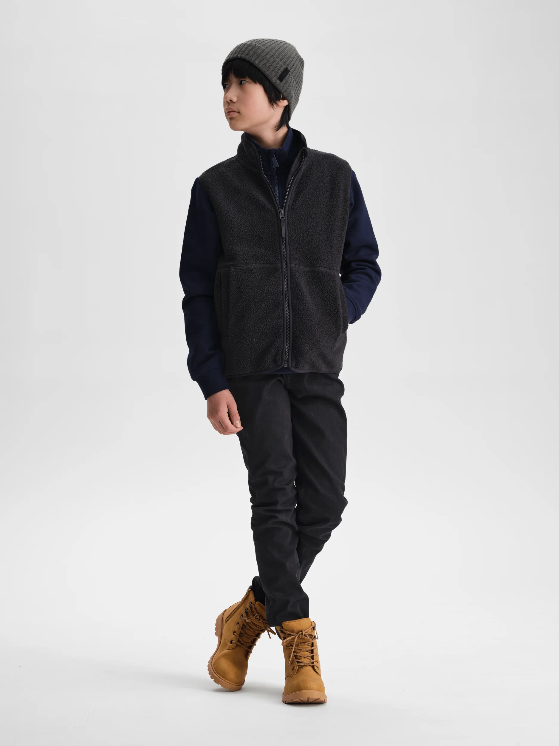 PILE ZIP VEST BLACK JUNIOR - Image 3