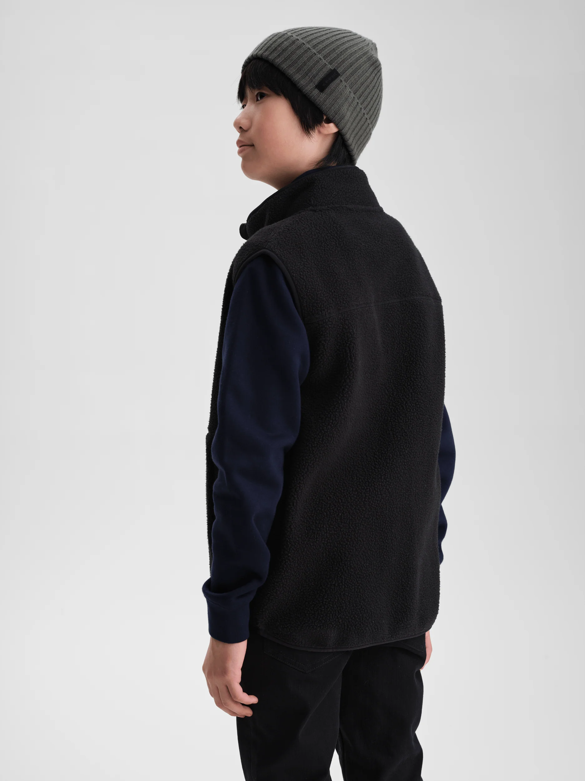 PILE ZIP VEST BLACK JUNIOR - Image 4