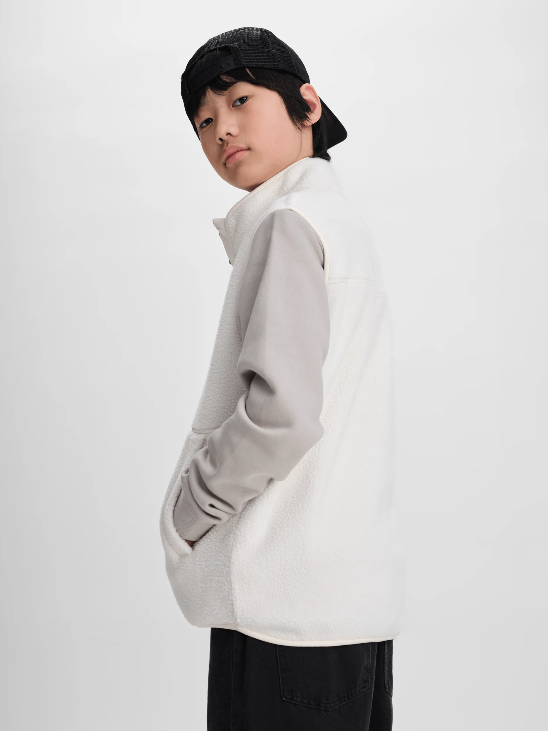 PILE ZIP VEST OFF WHITE JUNIOR - Image 6