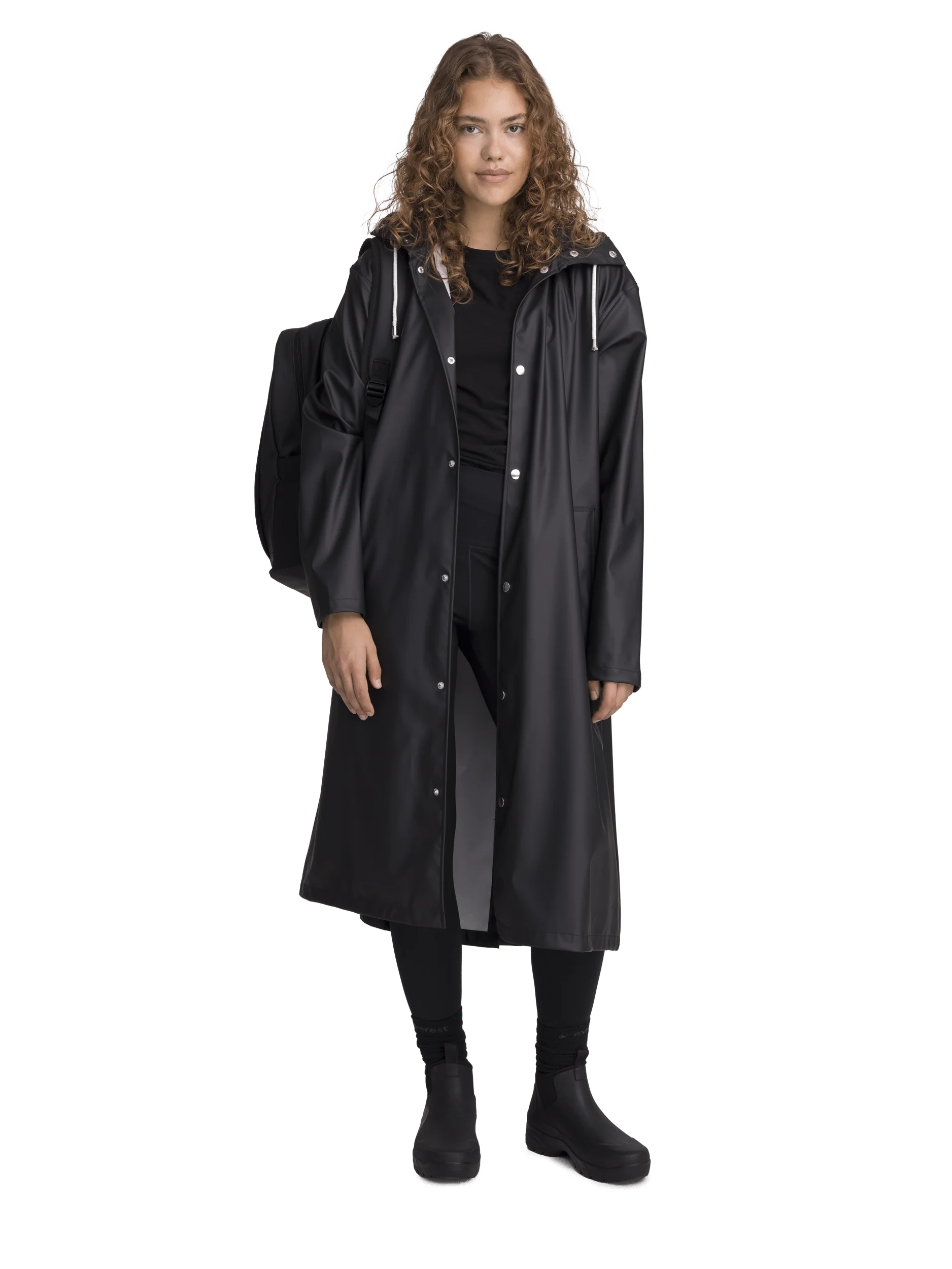 RAIN COAT LONG BLACK WOMEN - Image 2