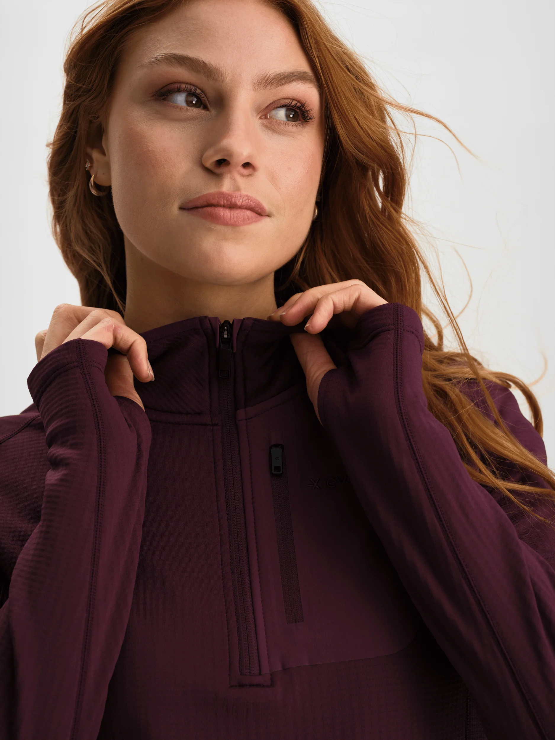 STRUCTURED QUARTER ZIP JACKET MAUVE WINE - Image 4