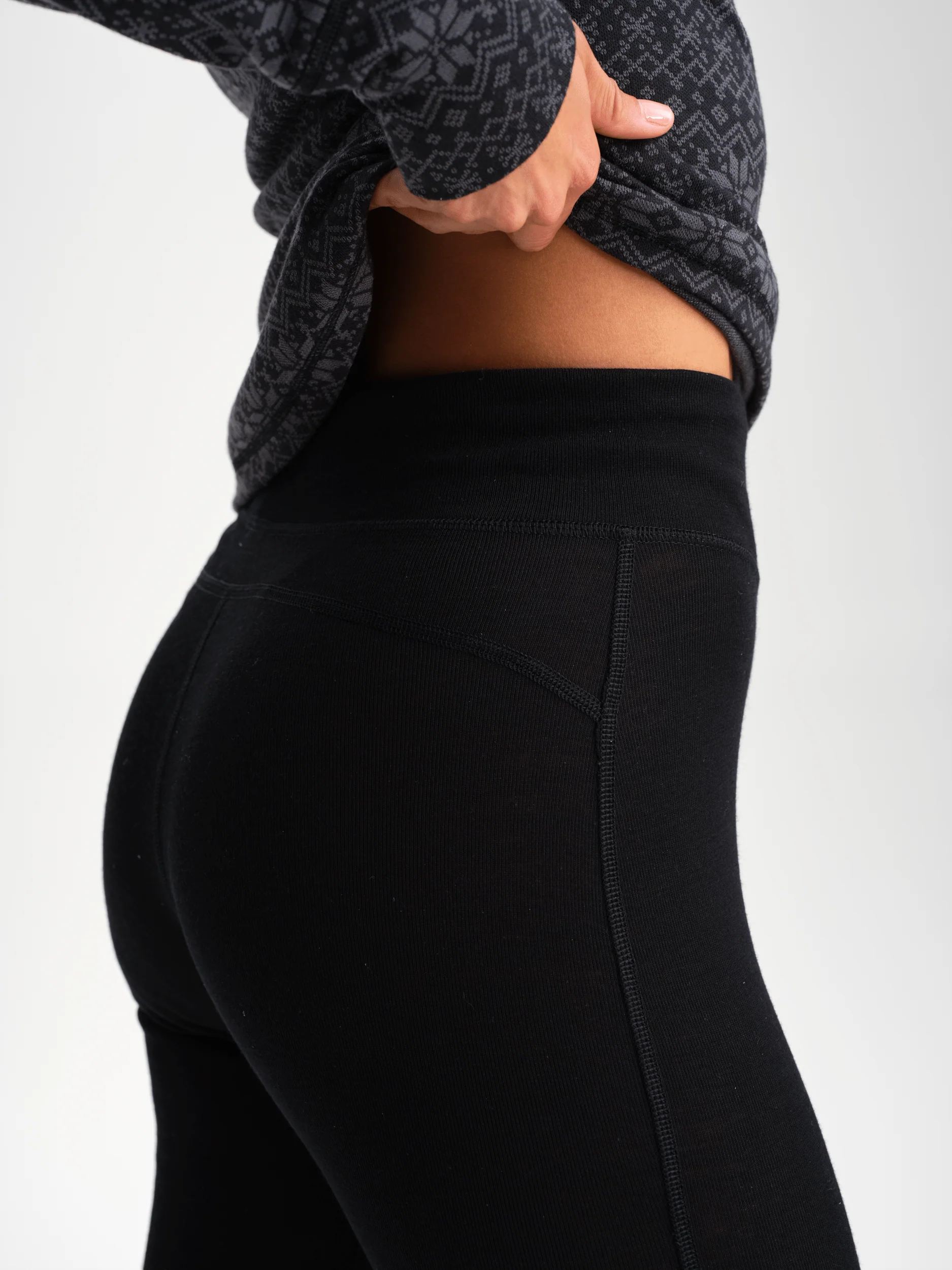 WOOL BASE LAYER PANT BLACK/GREY PATTERN WOMEN - Image 5