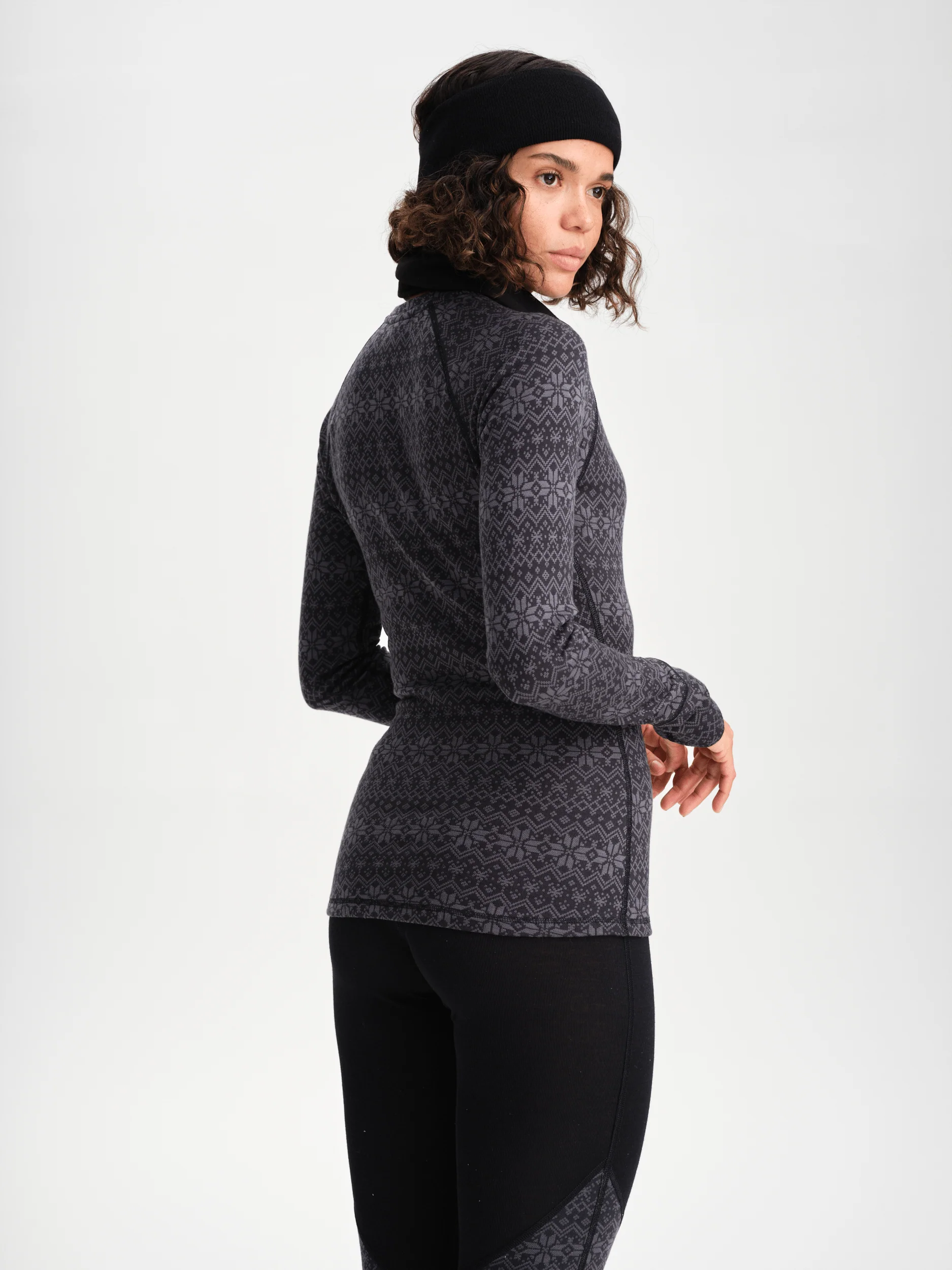 WOOL BASE LAYER SHIRT GREY PATTERN WOMEN - Image 3