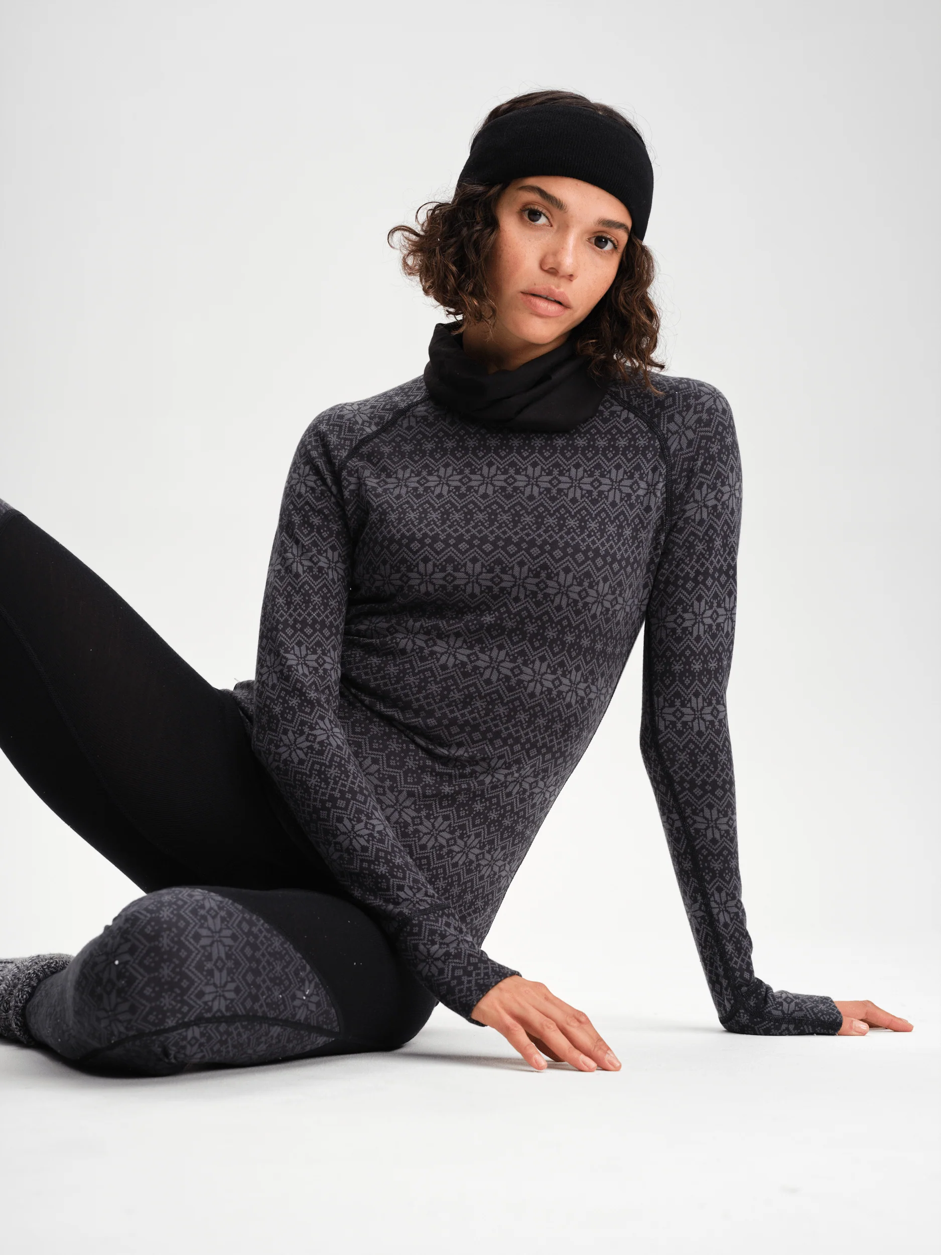 WOOL BASE LAYER SHIRT GREY PATTERN WOMEN - Image 4