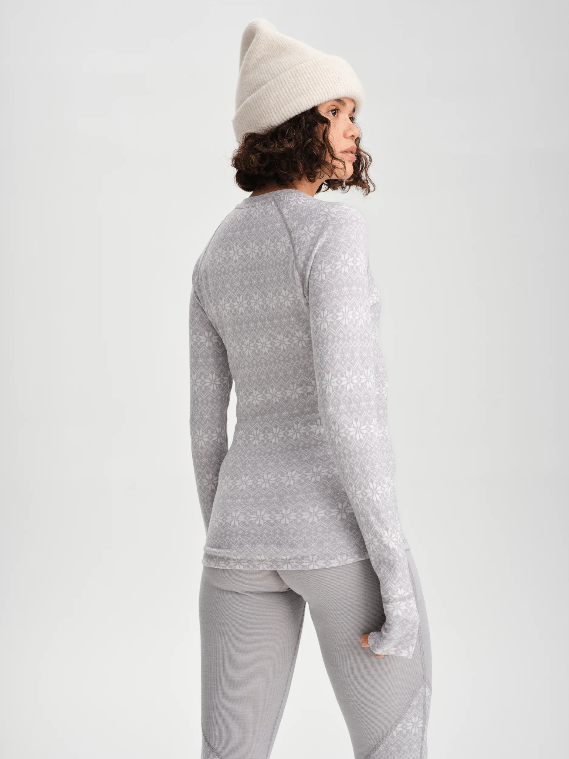 WOOL BASE LAYER SHIRT OFFWHITE PATTERN WOMEN - Image 3