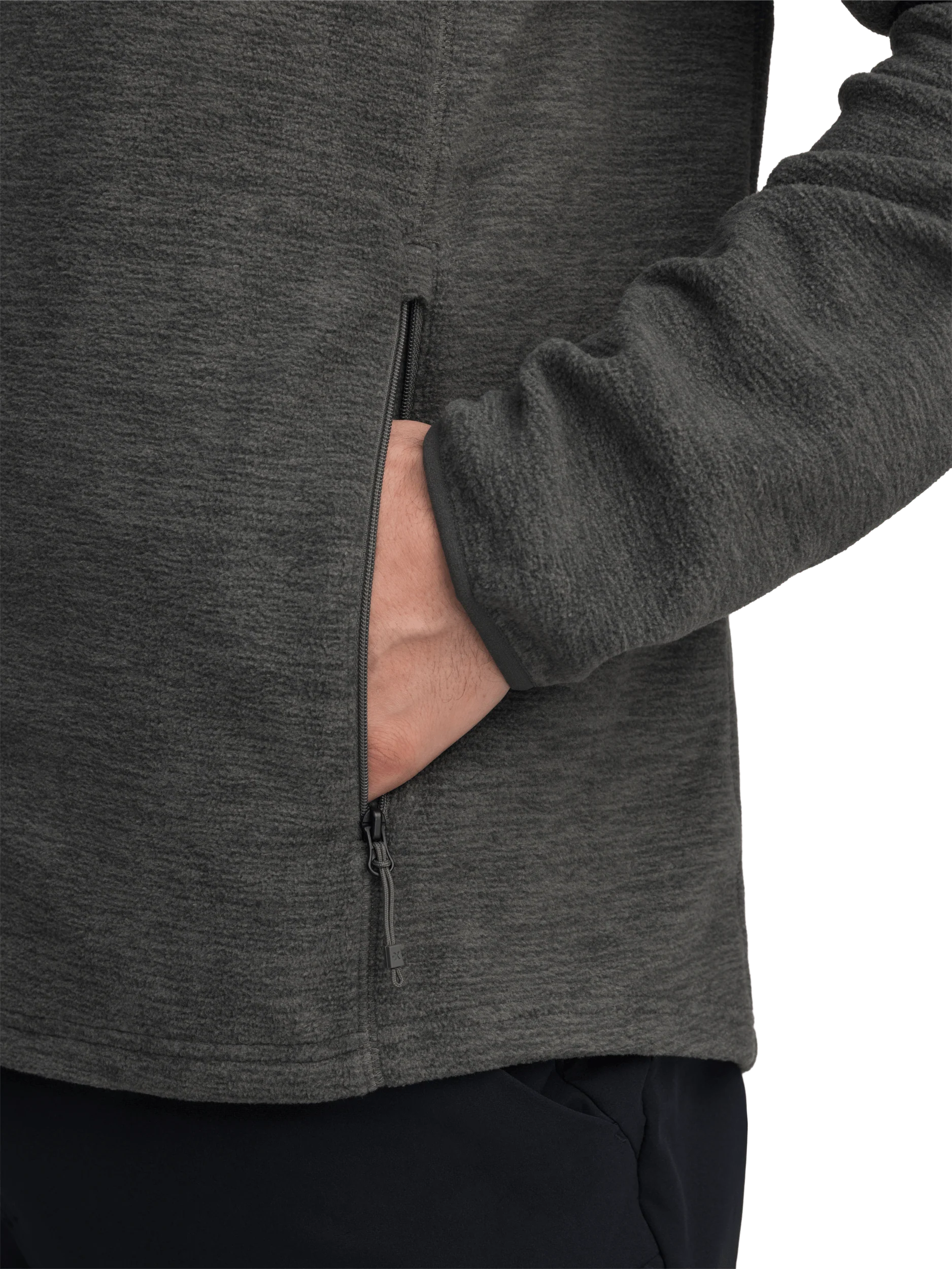 ZIP FLEECE JACKET DARK GREEN MELANGE MEN - Image 5